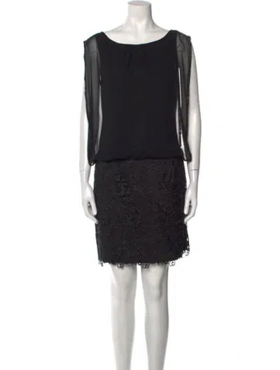 Pre-owned Aidan Mattox Bateau Neckline Mini Dress In Black