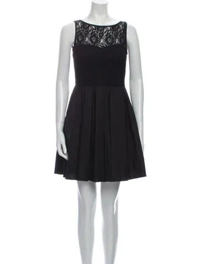 Pre-owned Aidan Mattox Bateau Neckline Mini Dress In Black