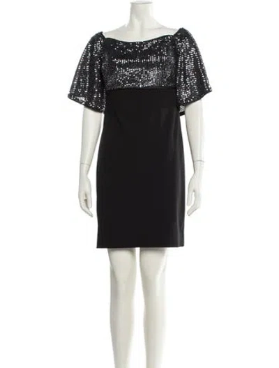 Pre-owned Aidan Mattox Bateau Neckline Mini Dress In Black