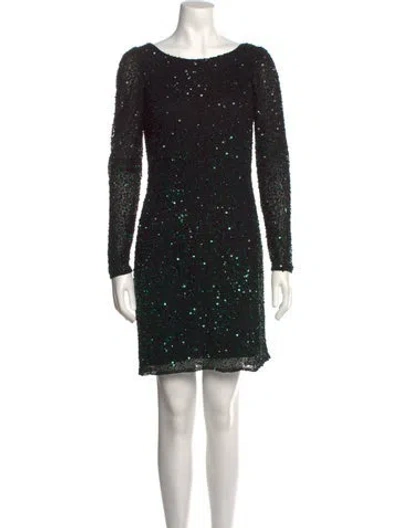 Pre-owned Aidan Mattox Bateau Neckline Mini Dress In Black