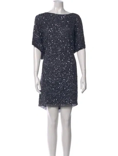 Pre-owned Aidan Mattox Bateau Neckline Mini Dress In Black
