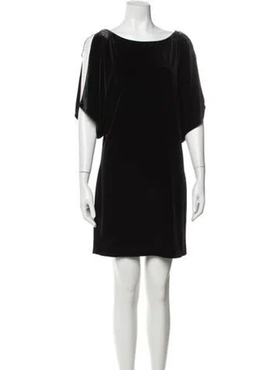 Pre-owned Aidan Mattox Bateau Neckline Mini Dress In Black