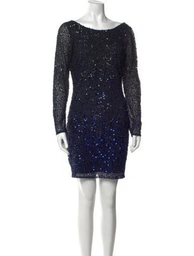 Pre-owned Aidan Mattox Bateau Neckline Mini Dress In Black