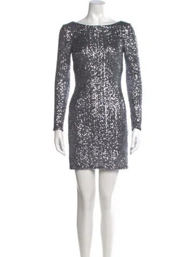 Pre-owned Aidan Mattox Bateau Neckline Mini Dress In Blue