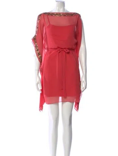 Pre-owned Aidan Mattox Bateau Neckline Mini Dress In Pink