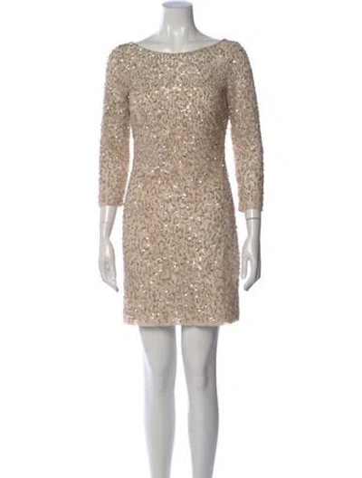 Pre-owned Aidan Mattox Bateau Neckline Mini Dress In Pink