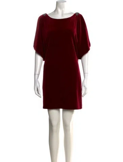 Pre-owned Aidan Mattox Bateau Neckline Mini Dress In Red
