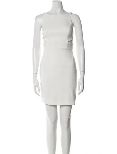 Pre-owned Aidan Mattox Bateau Neckline Mini Dress In White