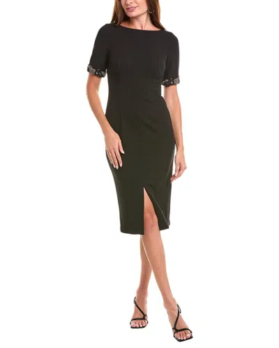 Aidan Mattox Beaded Cuff Sheath Dress In Green