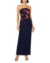 Aidan Mattox Bead Embellished Strapless Column Gown