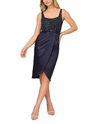 Aidan Mattox Beaded Square Neck Midi Dress In Twilght