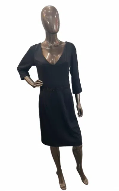 Aidan Mattox Beaded Waist Dress In Black