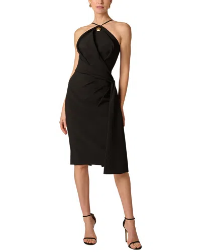 Aidan Mattox Bi-stretch Crepe Midi Dress In Aa002-black