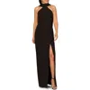 Aidan Mattox Bonded Crepe Gown In Black
