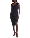Aidan Mattox Bonded Crepe Midi Dress In Blue