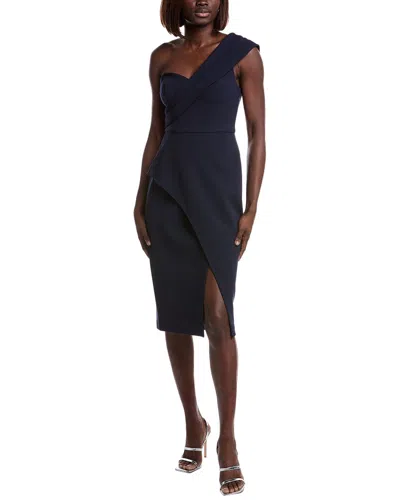 Aidan Mattox Bonded Crepe Midi Dress In Blue