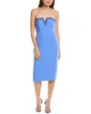 Aidan Mattox Bonded Crepe Midi Dress In Blue