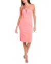 Aidan Mattox Bonded Crepe Mini Dress In Pink