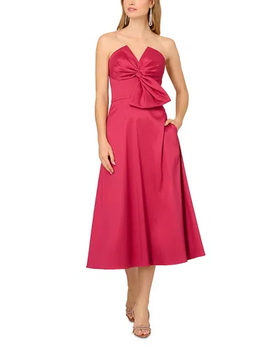 Aidan Mattox Bow Bodice Dress In Red