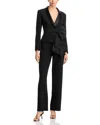Aidan Mattox Straight-leg Bow Stretch Crepe Jumpsuit In Black