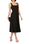AIDAN MATTOX BY ADRIANNA PAPELL BONDED CREPE MIDI COCKTAIL DRESS