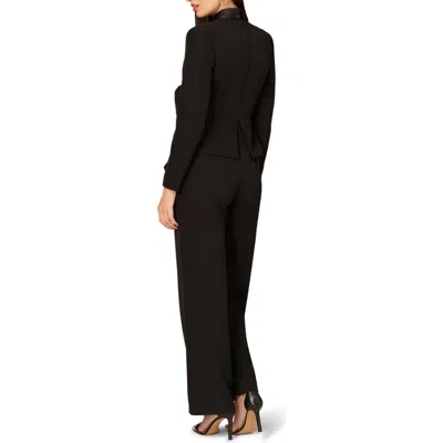 Aidan Mattox By Adrianna Papell Bow Long Sleeve Stretch Crepe Jumpsuit In Black