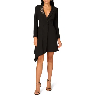 Aidan Mattox By Adrianna Papell Embellished Stretch Crepe Blazer Dress In Black