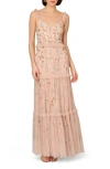 AIDAN MATTOX BY ADRIANNA PAPELL AIDAN MATTOX BY ADRIANNA PAPELL FLORAL BEADED TIERED GOWN
