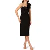 Aidan Mattox By Adrianna Papell Floral Embellished One-shoulder Cocktail Dress In Black