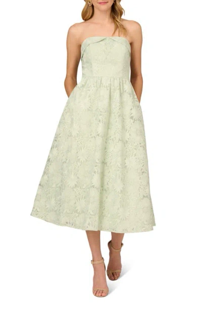 Aidan Mattox By Adrianna Papell Floral Embroidered Strapless Organza Ballgown In Mint