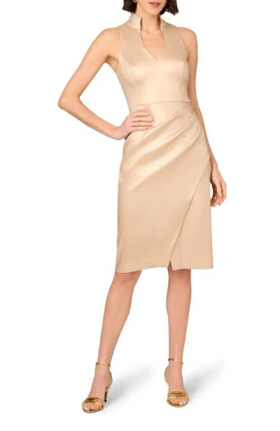 Aidan Mattox By Adrianna Papell Foiled Stretch Mikado Cocktail Dress In Neutral