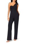Aidan Mattox By Adrianna Papell One-shoulder Crepe Jumpsuit In Twilight