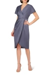 AIDAN MATTOX BY ADRIANNA PAPELL AIDAN MATTOX BY ADRIANNA PAPELL PLEAT FRONT CREPE BACK SATIN COCKTAIL DRESS
