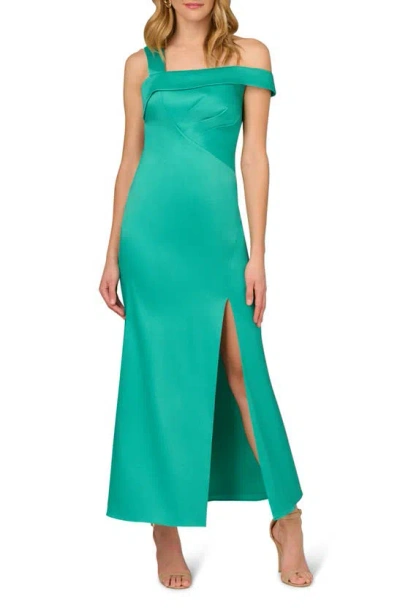 Aidan Mattox By Adrianna Papell Stretch Mikado Trumpet Gown In Botanic Green