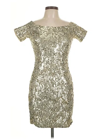 Pre-owned Aidan Mattox Cocktail Dress In Gold