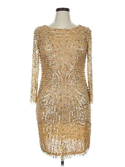 Pre-owned Aidan Mattox Cocktail Dress In Gold