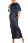 Aidan Mattox Cold Shoulder Embellished Dress In Twilight