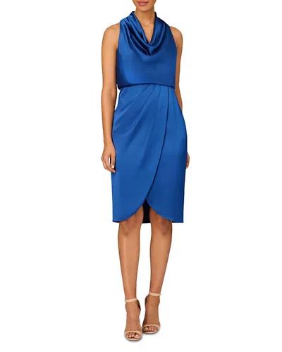 Aidan Mattox Cowl Neck Cocktail Dress In Blue