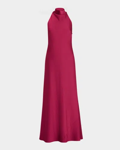 Aidan Mattox Cowl-neck Crepe Back Satin Gown In Burgundy