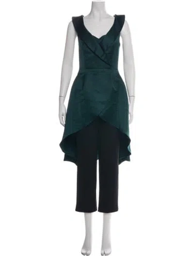 Pre-owned Aidan Mattox Cowl Neck Jumpsuit In Green