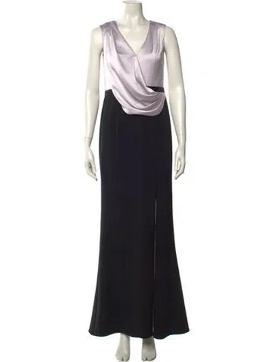 Pre-owned Aidan Mattox Cowl Neck Long Dress In Black