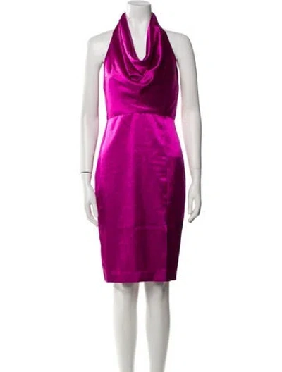 Pre-owned Aidan Mattox Cowl Neck Midi Length Dress In Purple