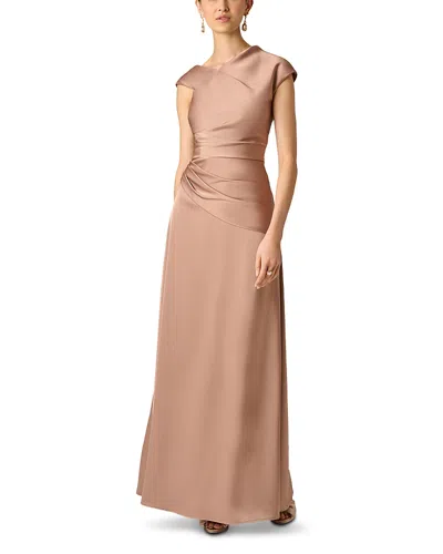 Aidan Mattox Crepe Back Satin Dress In Brown