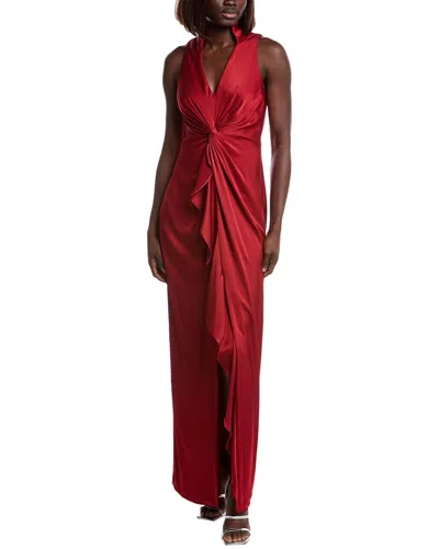 Aidan Mattox Crepe Back Satin Gown In Red
