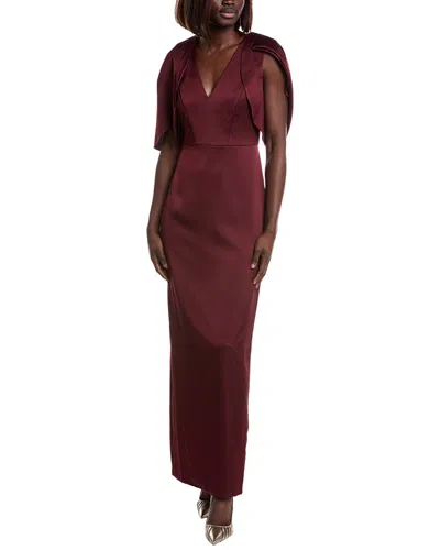 Aidan Mattox Crepe Back Satin Gown In Burgundy
