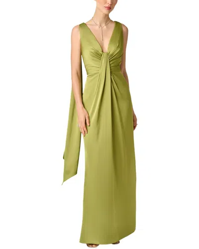 Aidan Mattox Crepe Back Satin Long Dress In Ah373-fern