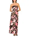 Aidan Mattox Crepe Back Satin Long Dress In Multi