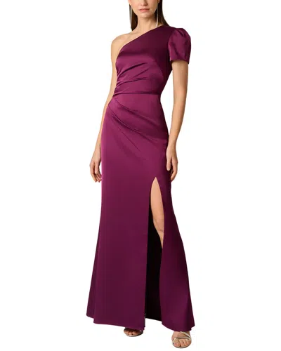 Aidan Mattox Crepe Back Satin Long Dress In Purple
