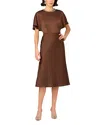 Aidan Mattox Crystal-embellished Crepe Back Satin Midi Dress In Brown
