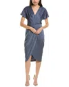 Aidan Mattox Crepe Back Satin Midi Dress In Blue